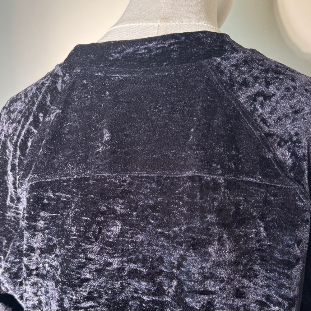 Black Lululemon Crushed Velvet Long Sleeve Warm Down Crewneck Top - Picture 5 of 7